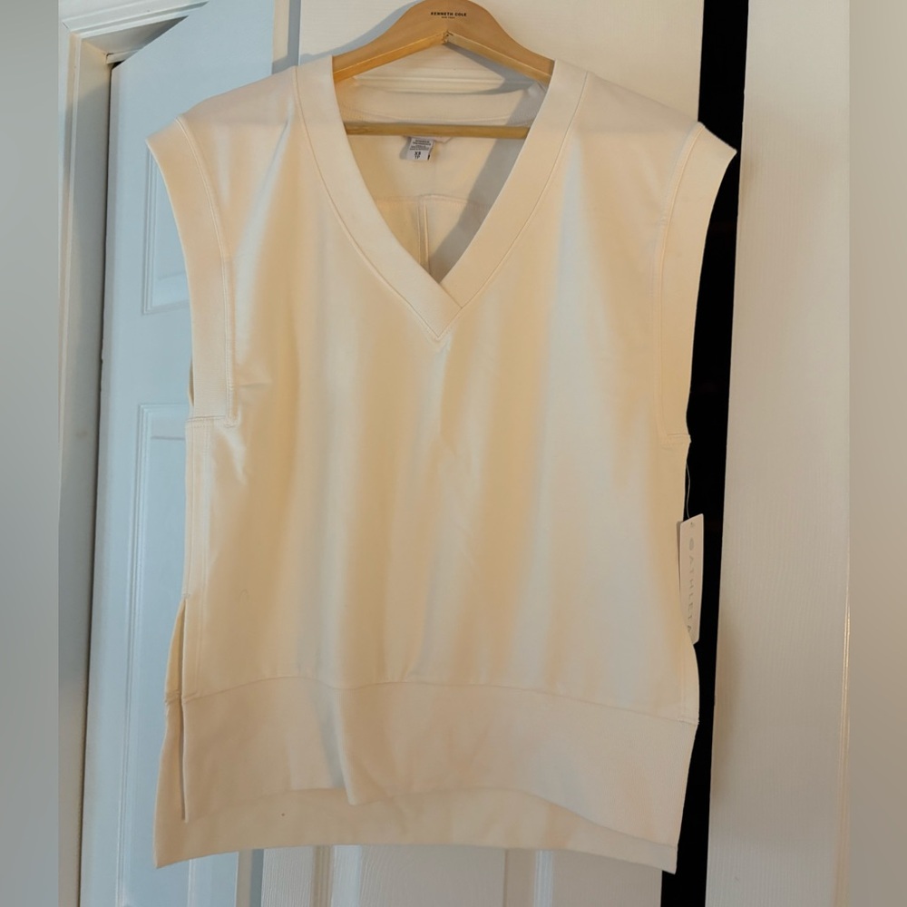 Athleta ivory retroterry sleeveless sweatshirt vest NWT